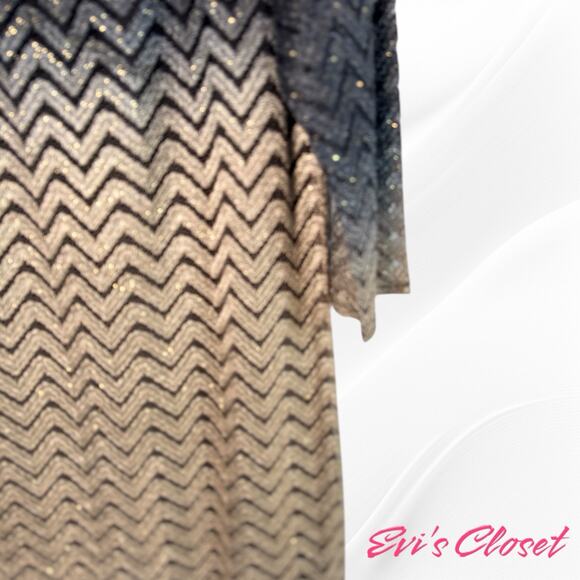 NW Night Way Vintage Sparkling Sequins Chevron Midi Dress Low Back Lining Sz 14W - Picture 6 of 13